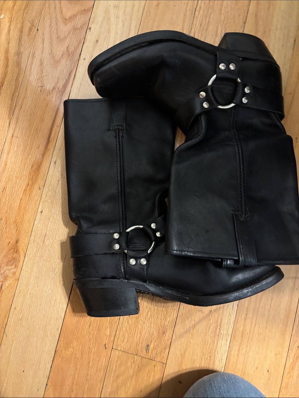 Frye Black Leather Harness Boots - Picture 3 of 6